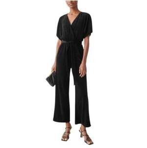 & Other Stories Elegant Black Velvet Glam Party Evening Disco Luxury Jumpsuit-XS